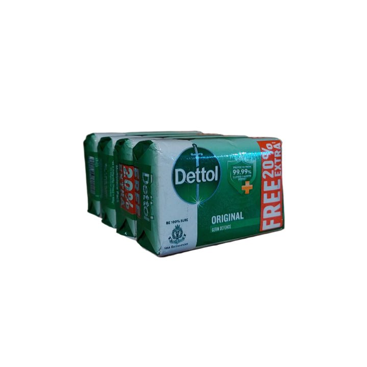 Opakowanie czterech sztuk mydła Dettol Original Germ Defence